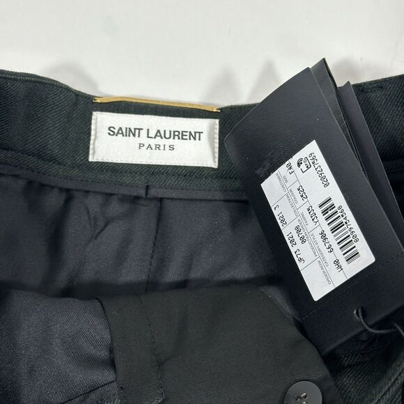 Saint Laurent YSL F40 US 8 Wide Leg Wool Culottes High Rise Dark Green NWT $1390 - Picture 7 of 12